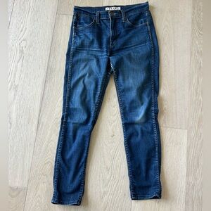 J Brand Blue Skinny Jeans with Stretch and Faded Details